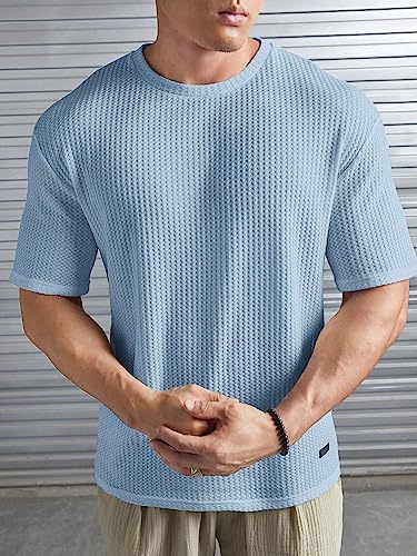 Image of Imsa Moda Mens Solid Dotted Unique Design Oversized Tshirt for Men - Round Neck Loose Fit Drop Shoulder Mens T-Shirt