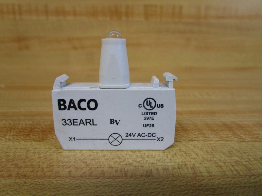 BACO CONTROLS 33EARL Screw Terminal, 24 Volts, RED, Light Block, Integral LED