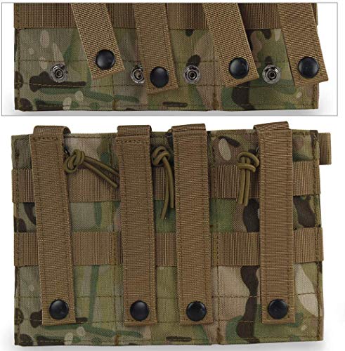 Mlida Molle Mag Pouch , Tactical Triple Magazine Pouch , Open-Top Nylon Modular Accessories Bag on Vest for M4 M16 AR15 AK Type Magazines - Camouflage - Thumbnail 5