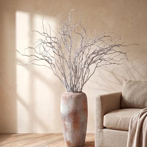 Image of Norme 10 Pcs 47.2 Inch Lifelike Curly Willow Branches for Vases Artificial Decorative Dried Twigs Tall Plastic Vine Bendable Stick for DIY Plant Farmhouse Wedding Indoor Home Hotel Decor(White Green)