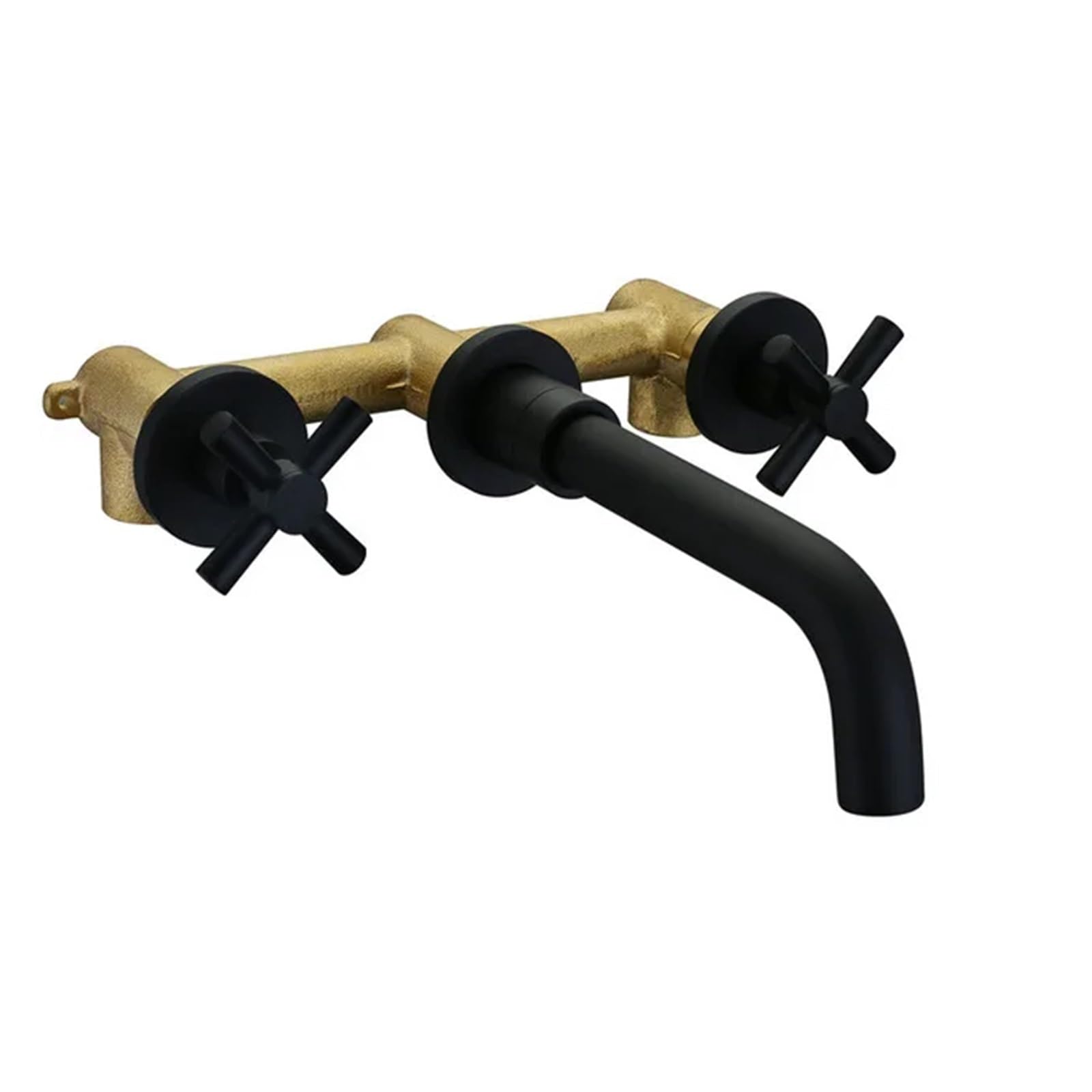 Grifo de lavabo moderno para eliminar fugas con doble manija de latón negro