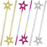 Toosunny 6 Pieces Costume Props Star Magic Wand Angel Fairy Wands Sticks for Girls Costume Birthday Party Wedding Halloween Christmas Cosplay 13 Inches in 3 Vibrant Colors