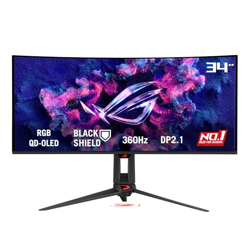 Image of ASUS ROG Swift 34 inch QD-OLED Gaming Monitor (PG34WCDN) - 360Hz, 0.03ms, OLED Care Pro, Neo Proximity Sensor, DisplayHDR 500 True Black, DP 2.1, HDMI 2.1, USB-C (90W), DisplayWidget, 3 yr Warranty
