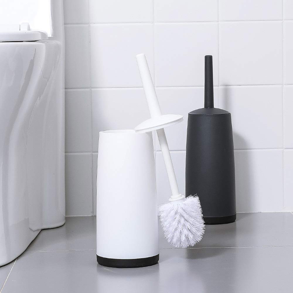 Nff Cepillo De Baño Y Soporte, Conjunto De Cepillos De Inodoro De Pie, Mango Largo con Cubierta Y Cepillo De Inodoro Suave Extraíble 37x11.5cm (Color : White)