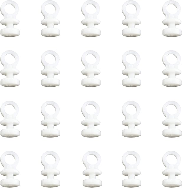 120 Pcs Curtain Hooks, VEGCOO Plastic White Curtain Track Rail Glider Hooks, Wheel Rollers Curtain Hooks for Window Curtain, Door Curtain and Shower Curtain
