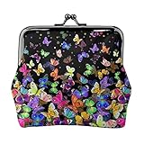 Coin Purse Colorful Butterfly for women men Wallet Bag Change Pouch small size with Kiss-Lock Clasp