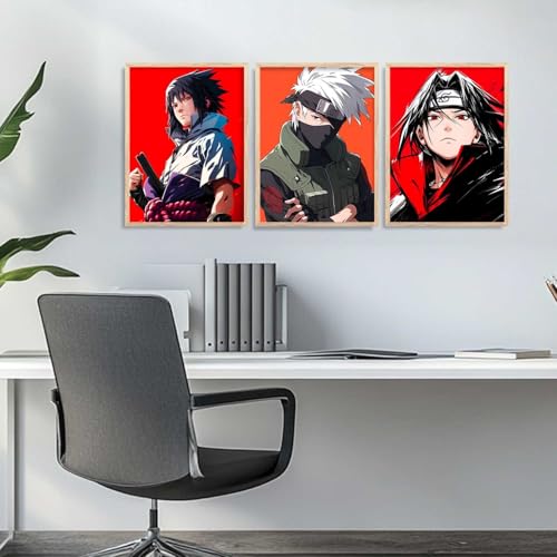Image of walllane Japanese Anime Framed Posters for Living Room Bedroom Gaming Room | Japanese Anime Characters Aesthetic Poster with Frames Wall Decor Set Of 3 (10 X 13 inch)