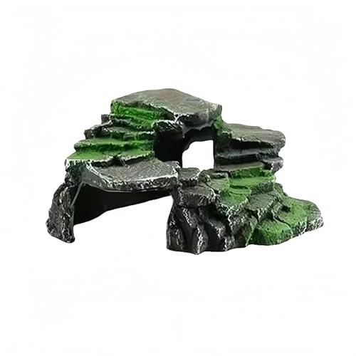 HIYOKU 爬虫専用 亀 陸地 飼育 浮島 安全樹脂製 カメ日光浴 爬虫類 隠れ家 水陸両用デッキ 爬虫階段付き ひなたぼっこ 水槽レイアウト シェルター ケージ トカゲ・カエル・ヘビ用 (F2)