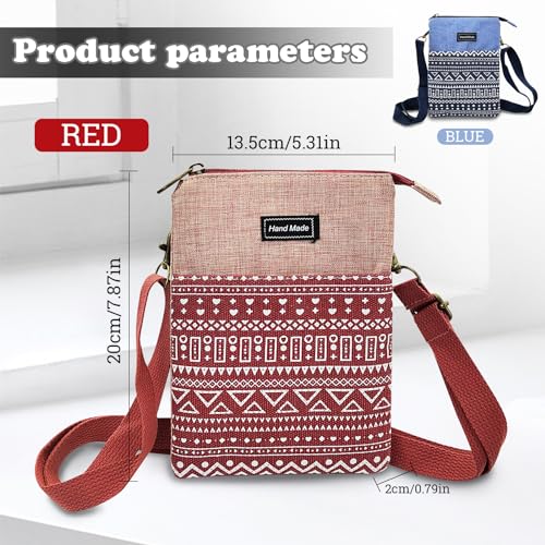 Women's Cross-Body Bags, Cotton Crossbody Phone Bag Casual Shoulder Bag for Women, Boho Mobile Phone Bag2