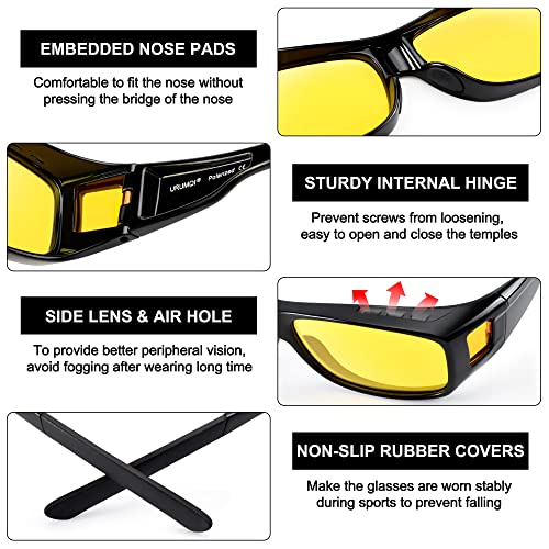Image of URUMQI Night Vision Driving Glasses Fit Over Eyeglasses for Men Women