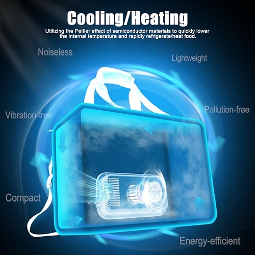 Image of Electric Cooler Bag, Portable Electric Cooler, Foldable Heater Bag, Powered 12 Volt AC /DC Compatible, for Cooling Pre-Cooled Food & Drinks