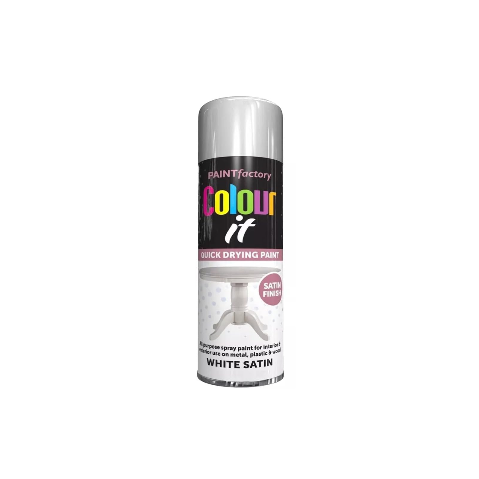 Pnjb 1Pcs All Purpose White Satin Finish Spray Paint, Quick Drying, All-Purpose Spray Paint, Surface Matt Finish, Use On Metal Wood & Plastic, 250Ml, (1Pcs)