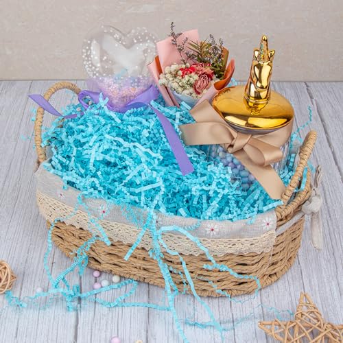 Image of Caleihd Crinkle Cut Paper Shred Filler Gift Cushion Streamer Blue
