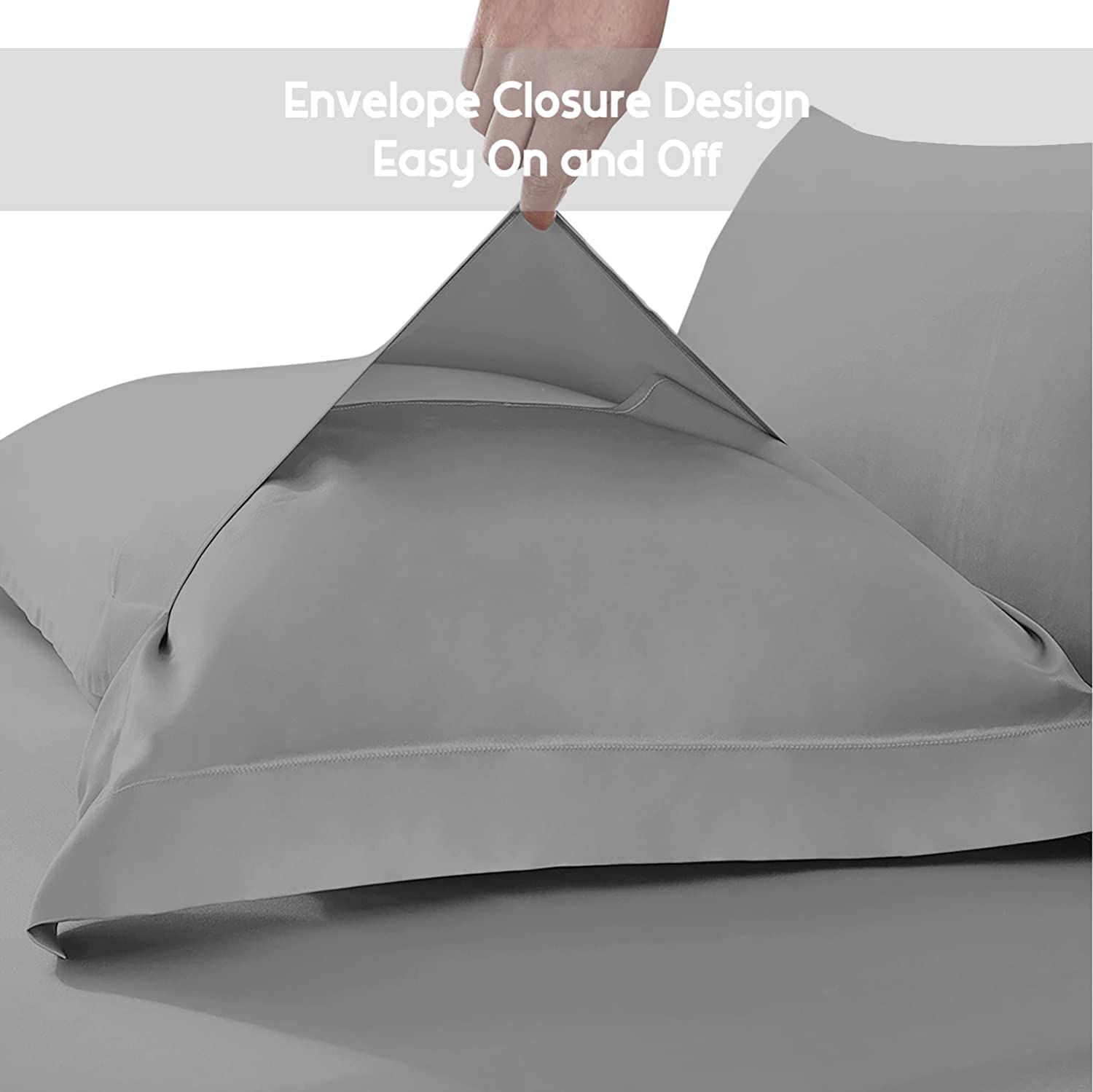 Continental - Juego de 4 fundas de almohada 100% algodón egipcio Oxford, 400 hilos, suaves y frescas, calidad de hotel (65 x 65 cm), paquete de 4 fundas de almohada para dormitorio, color gris claro