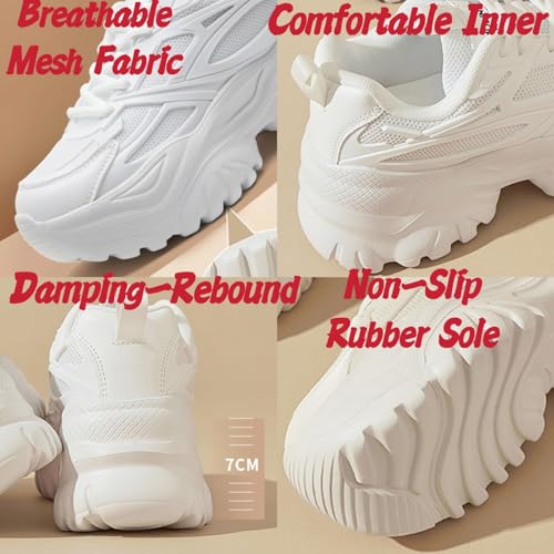 Womens Breathable Mesh Platform Chunky Sneakers Fashion Lace Up Non-Slip Shoes Casual Dad Walking Driving Travel Shoes2
