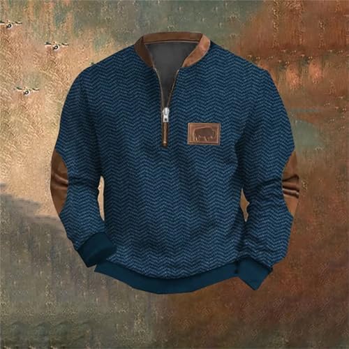 LIANGTUOHAI Sweat Homme,Warfge,Sweat Homme Sans Capuche,Manche Longues,Sweat Avec Poche Poitrine,Col En V,Boutons,Pulls Sans Capuche,Warfge,Décontractés Pullover,épissure Pulls