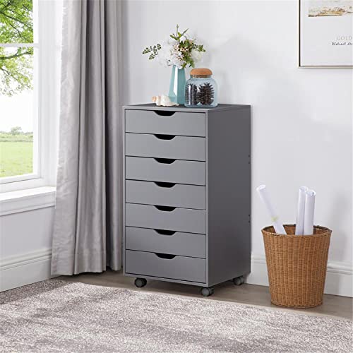 Naomi Home 7-Drawer Unit Craft Storage Cabinet Makeup Organization and Storage Drawers Gray
