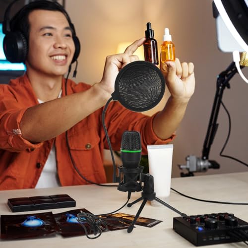 Microphone USB Alipis de bureau avec support stable et kit streaming noir