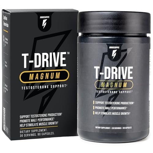 InnoSupps T-Drive Magnum Testosterone Booster Enhance Peak Performance Amplify Muscle Growth Increase Libido & Energy Levels Horny Goat Weed Tongkat Ali Zinc Fenugreek Fat Burner 90 Caps/30 Days