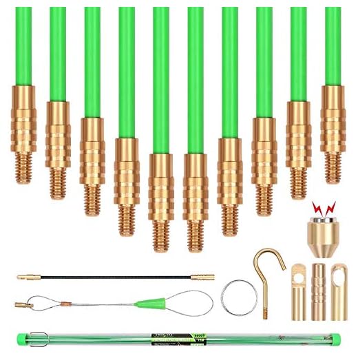 SWANLAKE 50' Fiberglass Running Wire Cable Coaxial Electrical Fish Tape Pull Push Glow Rods kit