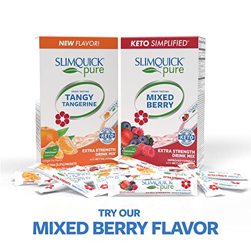Slimquick *New Pure Extra Strength Tangerine Drink Mix For Women To Help Achieve Weight Goals, Helps Metabolism, Keeps Full For Longer With Mct Oil Powder, Green Tea, Caffeine, Chaste Tree - 26 Count #TOP5