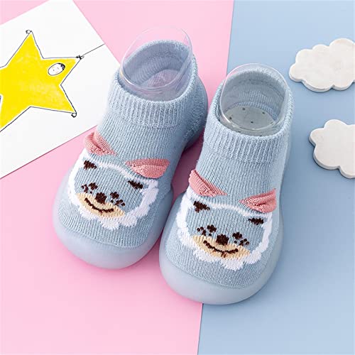 Toddler Floor Socks Infant Boys Girls Animal Cartoon Socks Shoes Toddler Fleece Floor Socks Non Slip Prewalker Shoes (Blue, 6-12 Months)3