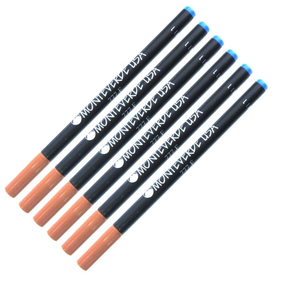 Pen Savings Combo Pack, Monteverde Soft Roll Rollerball 777 Pen Refills Compatible with Hauser Open Ceramic TC 777F and 777SF Pens, 6 Pack (Blue)