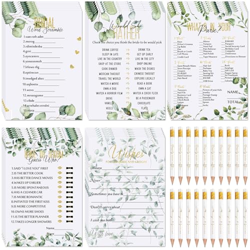 Outus 220 Pieces Bridal Shower Game Set - Fun Wedding Games Cards Supplies and Pencils Activity Accessories for Bride Groom Bachelorette Party Wedding Favors