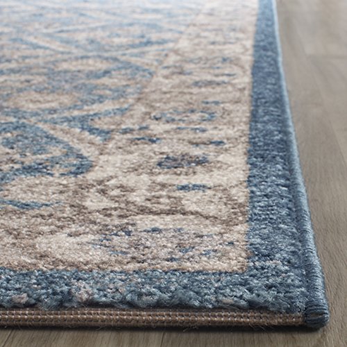 Tapete oriental vintage azul y beige 91x61 cm miniatura 3