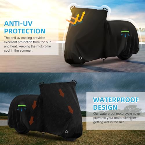 Image of Motorcycle Cover Waterproof for Nightster /Nightster Special /Sportster S /Sporster 883 /SuperLow, Heavy Duty Sun UV Rain Dust All Weather Protection Motorbike Cover with Soft Cotton Lining & Lock Hole