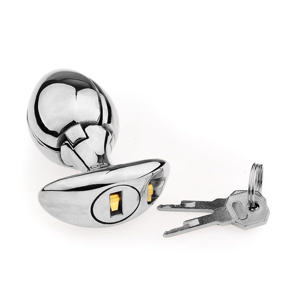 Plug anale in metallo dilatatore anale con chiave di bloccaggio plug anale BDSM, massaggiatore prostatico adatto for uomini e donne(Silver)