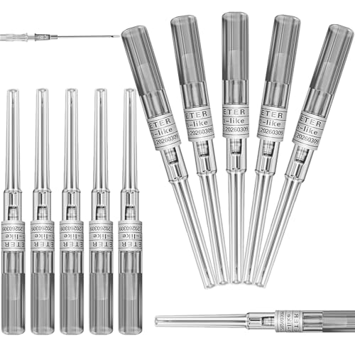 Lyuxzad 6Pcs 16G Catheter Piercing Needles - Hollow Cannula Needles for Ear Nose Belly & Cartilage - Professional Body Piercing Tool Supplies