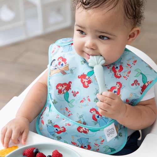 Bumkins Disney Baby and Toddler Plate and Spoon Set, Silicone Dish for Babies and Kids, Baby Led Weaning, Children Feeding Supplies, Microwave Safe, Platinum Silicone, Ages 6 Months Up, Princess Ariel - image 3