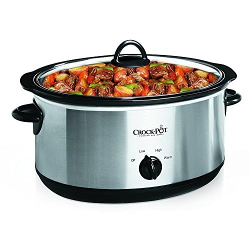 Crock-Pot 7 Quart Oval Manual Slow Cooker, Stainless Steel (SCV700-S-BR), Versatile Cookware for Large Families or Entertaining