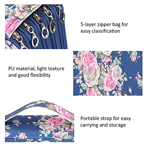 Trousse à crayons en cuir PU noir avec 252 emplacements et fermeture éclair multicouche - 2