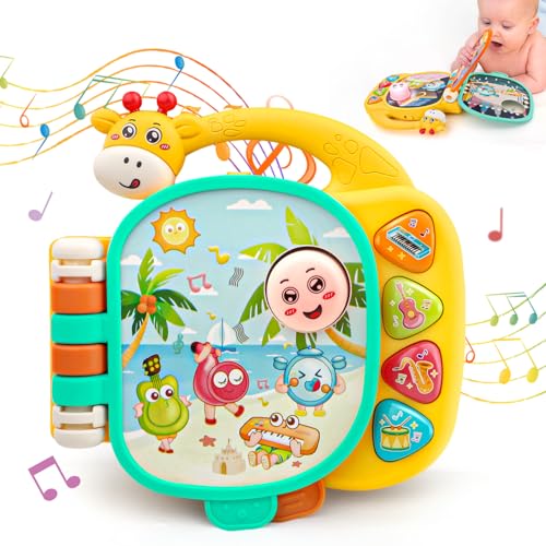 Obakaer Baby Toys 6 to 12 Months:Musical Sound Book Interactive Montessori Toy for 1 Year Old Boys with 3 Modes of Play & Lights Sensory Toddler Toys Birthday for Newborn Boys & Girls