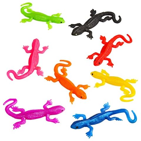 VEYLIN Stretchy Lizard Toys, 8 Pack Mini Rubber Kids Stretchy Toys Party Bag Fillers Favors Cover