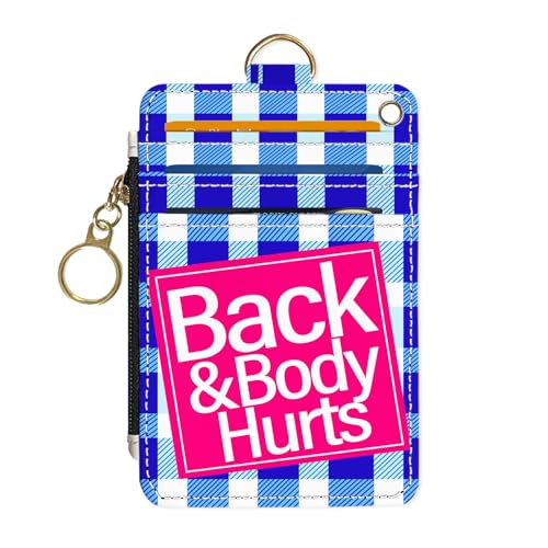 Slim Wallet Credit Card Holder, Blue Checkered X, RFID Wallet Women Cute Small Front Pocket Wallet With Zipper, PU Leather Thin travel RFID Blocking Card Case ID Window,Ladies Gifts