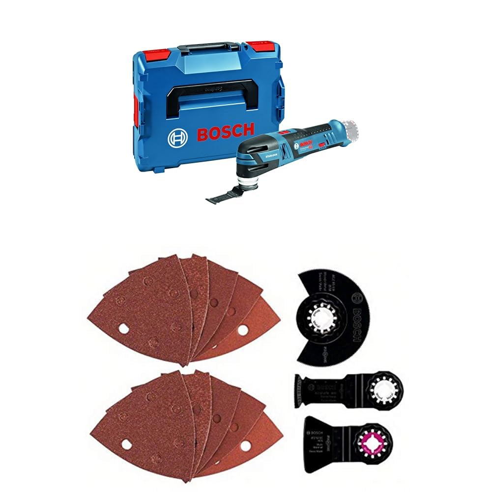Bosch Professional 12 V System Multi Cutter GOP 12 V-28 (w zestawie uchwyt narzędziowy Starlock, w L-BOXX 102) + 13-częściowy zestaw uniwersalny Starlock (do drewna, metalu i farby, piłowania,