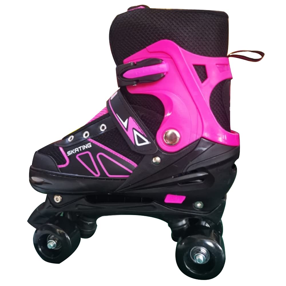 CUQNORL Adjustable Kids Pink and bule Roller Skates with Light Up Wheels for Boys Girls Beginners for Indoor Outdoor Sports，All 8 Wheels of Skates Shine,3 Sizes Adjustable