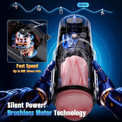 Image of EINSEO Thrusting Male Masturbator Pocket Pussy - AI Sync Oral-Feel Mouth Sleeve Sex Toys for Men, Up to 550 Strokes /Min, 360 Heated Constant Warmth Blowjob Adult Toy, Quiet Smooth Brushless Motor