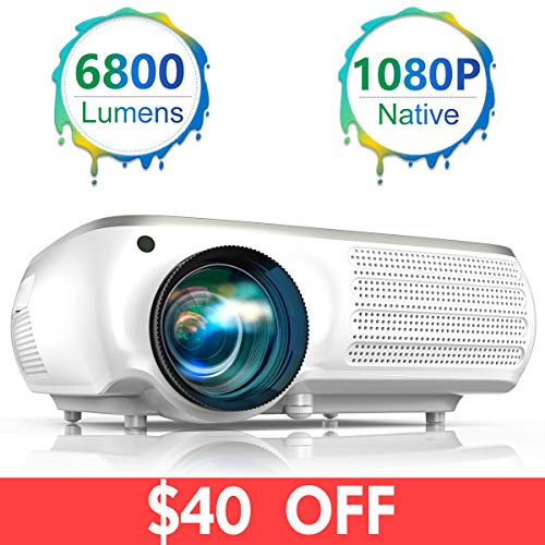 TOPTRO Native 1080P Projector,6500 Lumens Video Projector Support 4K,Dolby,300" Screen with 4D ±