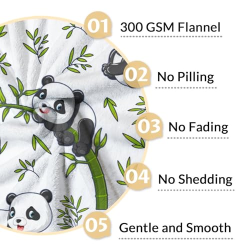 Mercuryelf Panda Throw Blanket - Soft, Fuzzy & Warm - 60x80 Inches Flannel Blankets for Bed, Couch - White Aesthetic Throws Gift for Adults