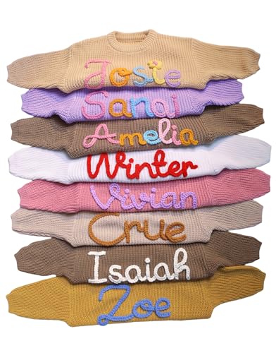Personalized Baby Sweater with Name,Custom Newborn Outfit Girl,Hand Embroidered Baby Clothes,Infant Sweater for Boy Girl,Customized Baby Girl Gifts for Halloween Christmas