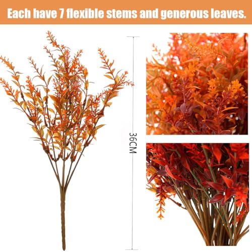 8 Bundles Artificial Fall Flowers No Fade Faux Autumn Plants,Fake Indoor Outdoor Greenery for Thanksgiving Christmas Wedding Party Home Garden Décor - Image 3
