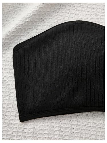 OYOANGLE Girl's 2 Pack Ribbed Knit Strapless Bandeau Bra Padded Wireless Comfortable Training Tube Bras4