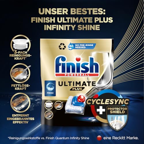 Finish Quantum Infinity Shine Spülmaschinentabs – kraftvolle Reinigung, Fettlösekraft und Glanz – 83 Finish Caps