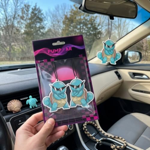 Image of 2 pieces double-sided poke turtle hanging cartoon vanilla-scented funny car air freshener Cool hanging for rearview mirror Car Interior Accessories Gifts Anime Cartoon Fans Truck SUV Home Office Decor