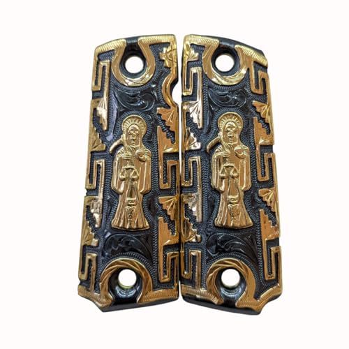 Grips for Colt 1911 Gun Houly Death Model with 24k Gold Plated and Black Nickel Includes Screws