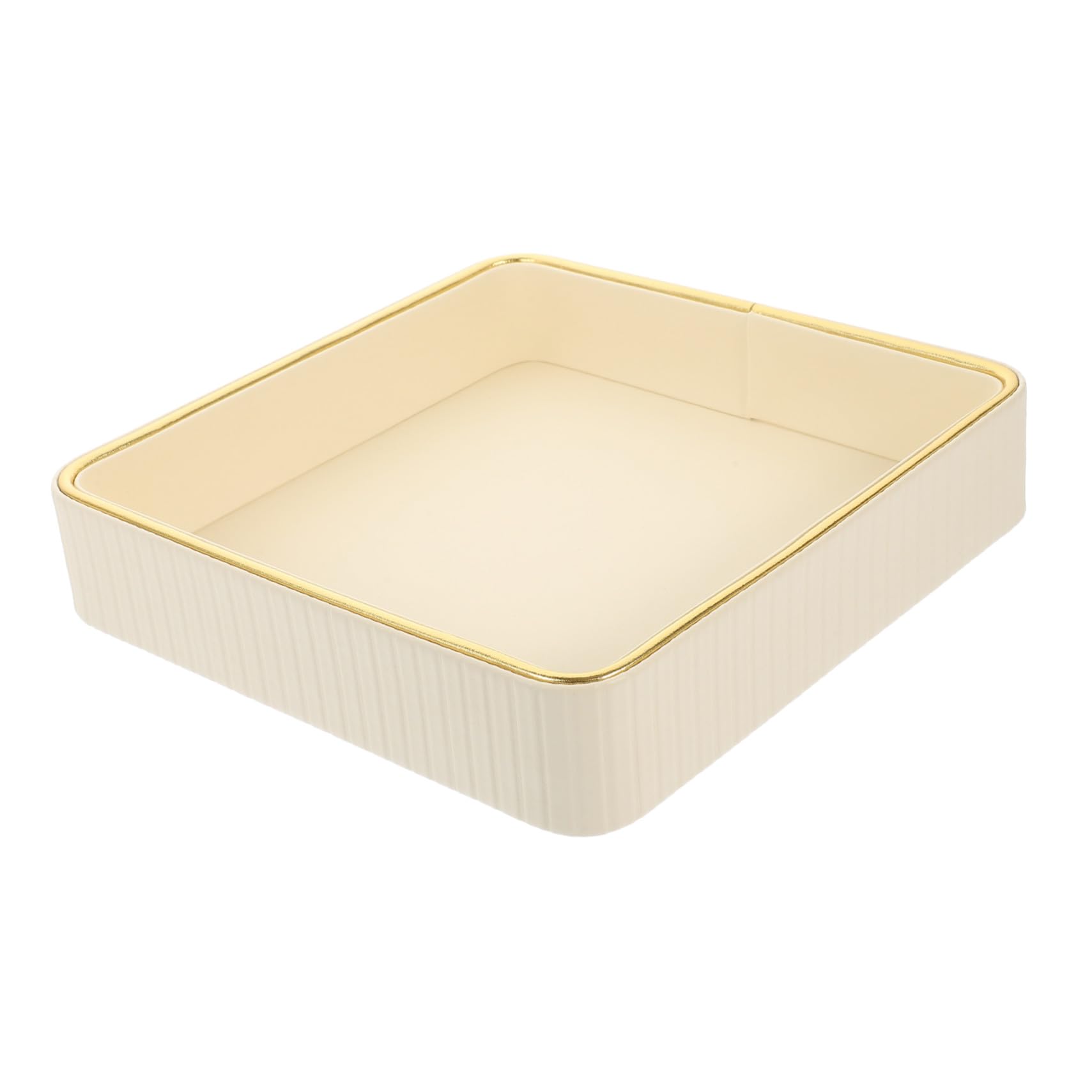 Toyvian Bandeja Cuadrada de Cuero Blanco Borde Dorado Fácil de Limpiar para Llaves y Joyas Adecuado para Tocador y Sala Moderna